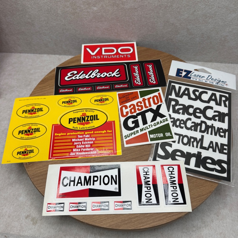 Vintage Racing Decal Sticker Lot Pennzoil Castrol Champion Edelbrock NASCAR‎ 90s